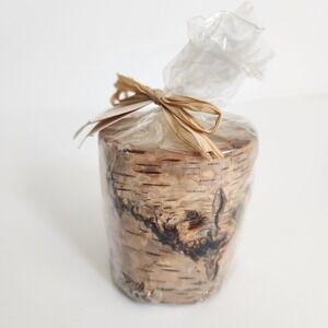 Birchwood Aromatic Scented Candle Rustic Natural Bark Wrap Forest Musk 3.25in
